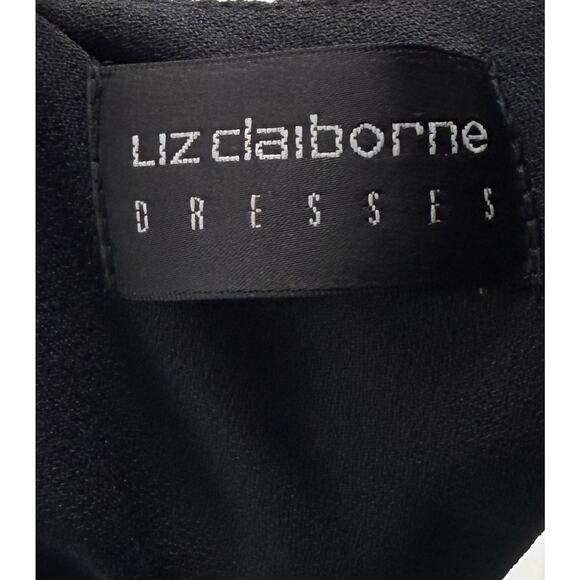 Liz Claiborne Sheath Dress Size 8 Black Cocktail Bow Back Womens VTG Y2K 90s - Picture 5 of 6